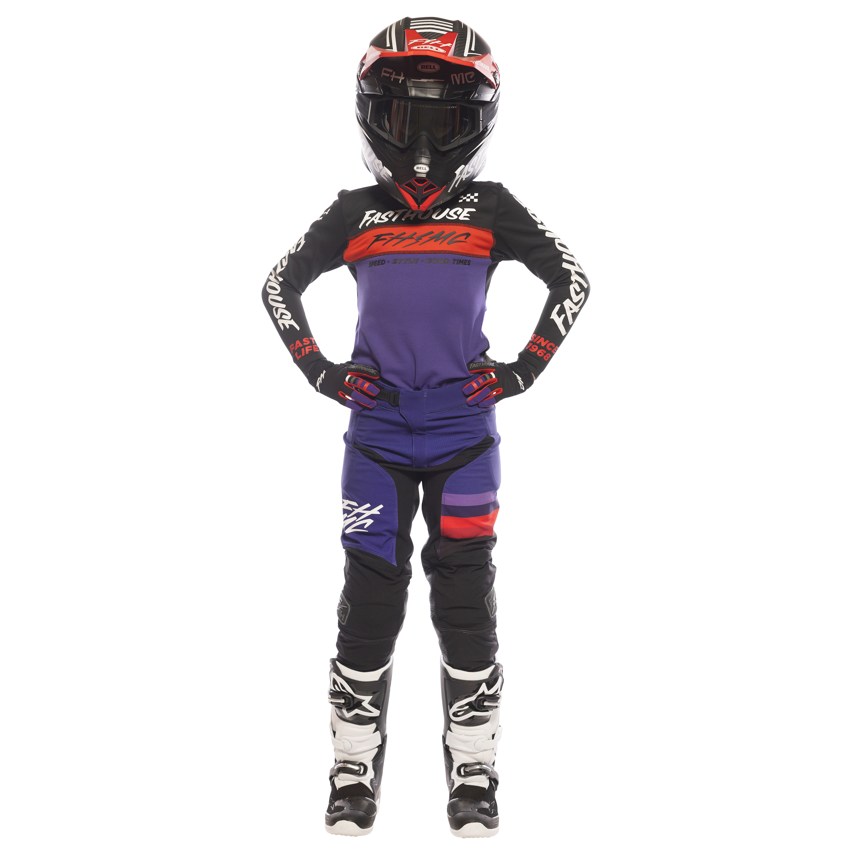 Youth Elrod Evoke Kit - Black-Purple_Pose1